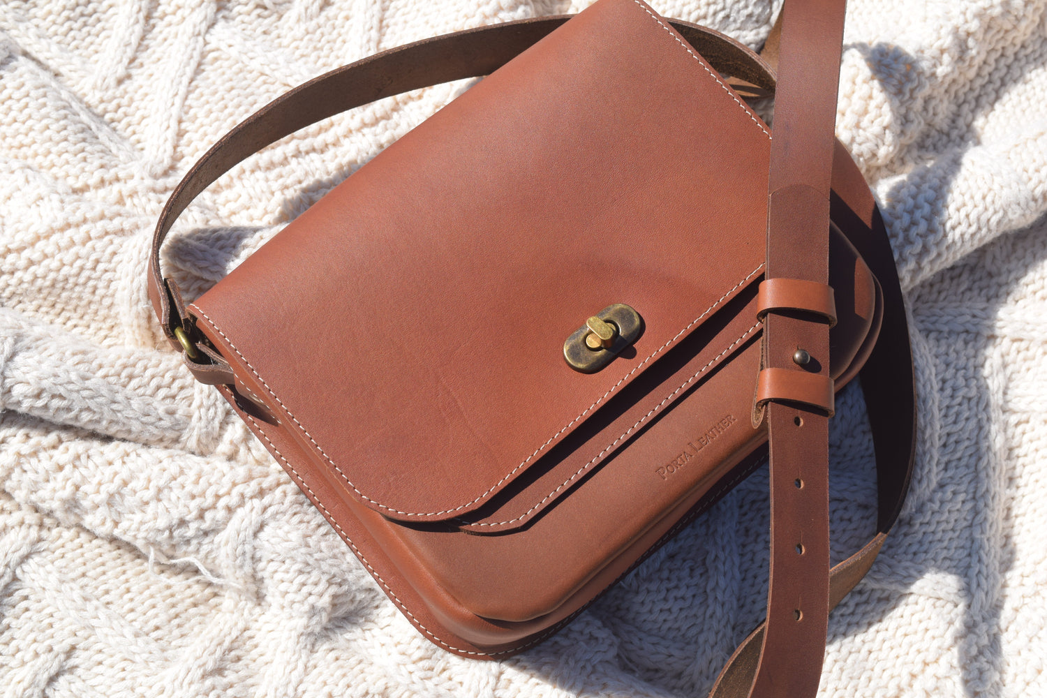 Porta Leather Essential Crossbody Bag in Tan part of the For Her range