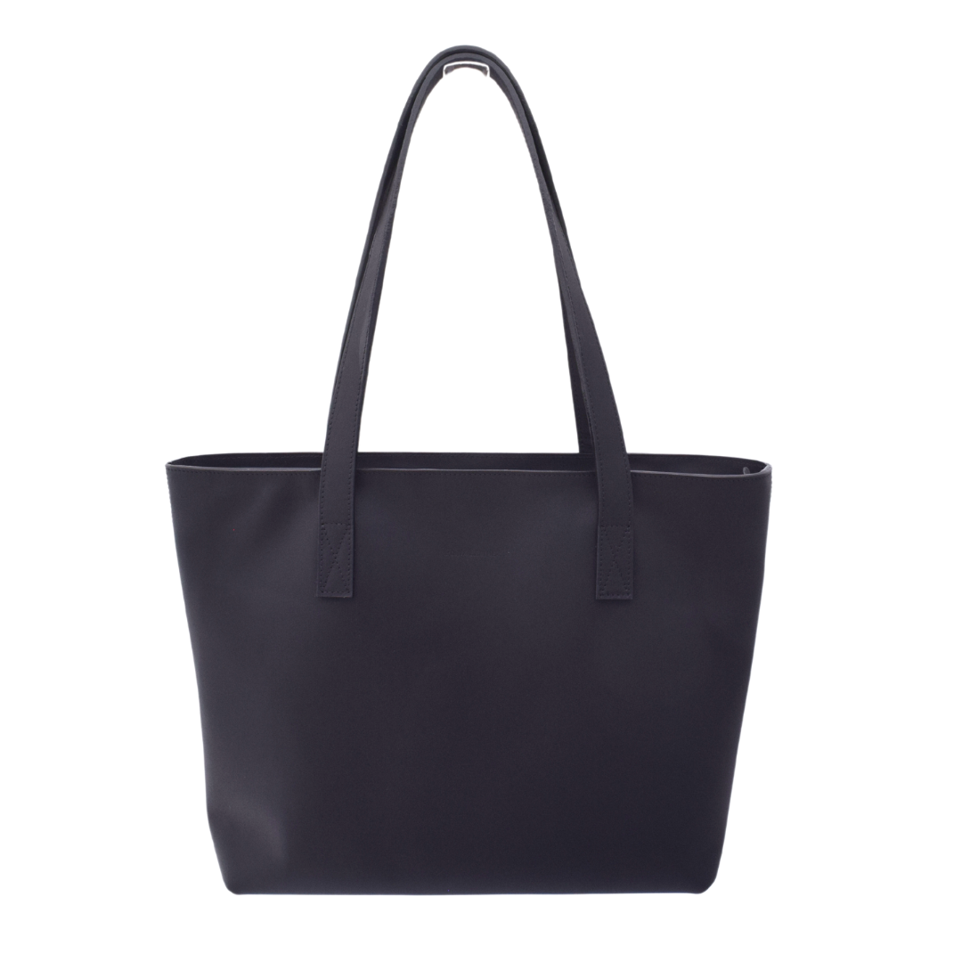 Front view of the Porta Leather Elena Tote Bag in Heritage Black