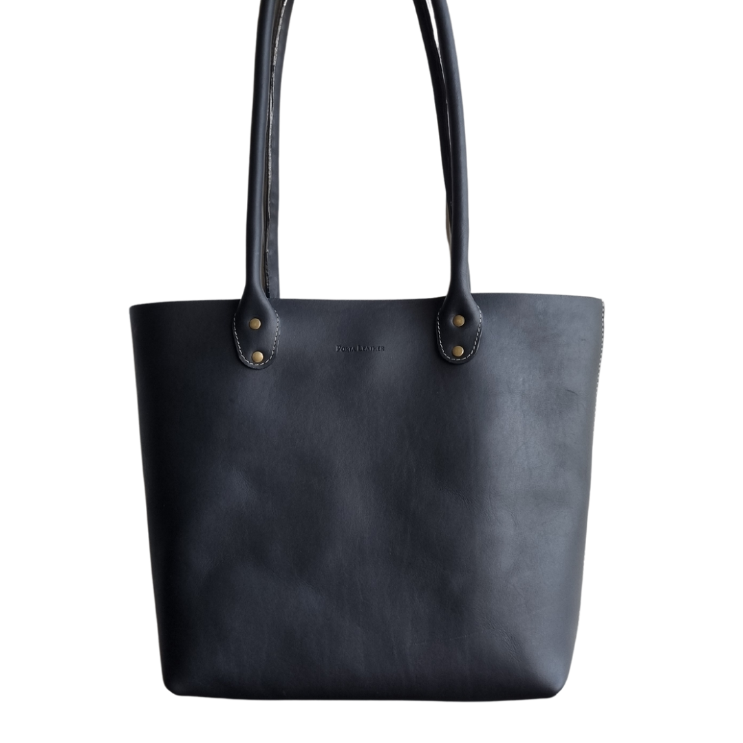 The Porta Leather Georgia Tote Bag in black