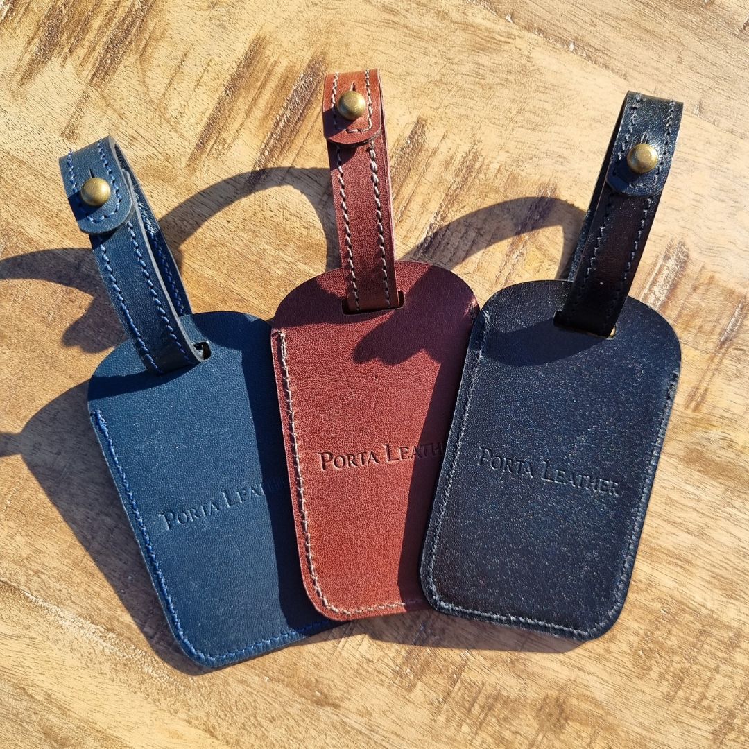 Porta Leather's collection of luggage tags