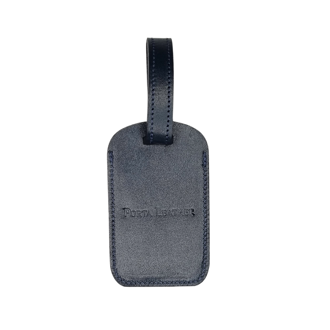 Porta Leather's navy luggage tag