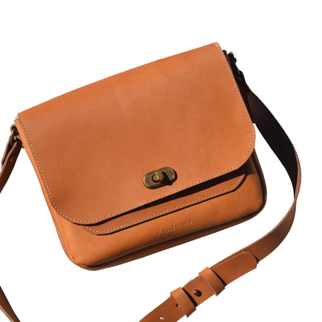 Porta Leather Dekota Saddle Bag in Heritage Tan