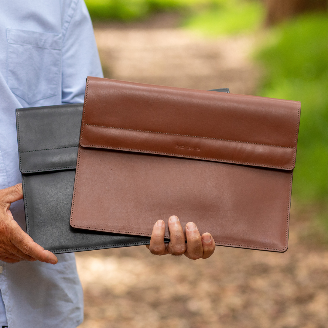 Porta Leather Laptop and Tablet Sleeve in Black and Brown