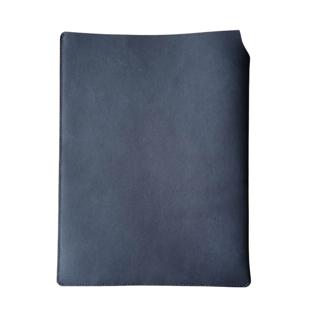 Porta Leather laptop and tablet slip in Heritage black front view