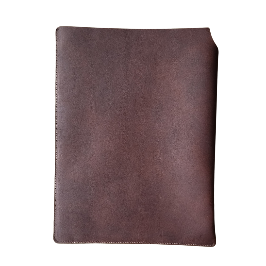 Porta Leather laptop and tablet slip in heritage brown front view