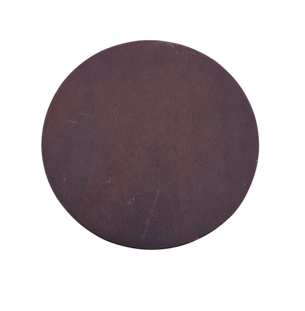 Individual round Porta Leather coaster in brown