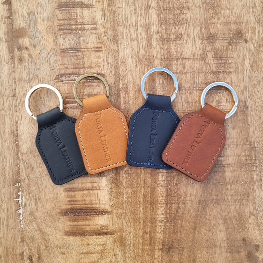 Porta Leather Tag Keyring range in Heritage, Black, Tan, Navy and Brown handmade from Australian Bovine Leather.