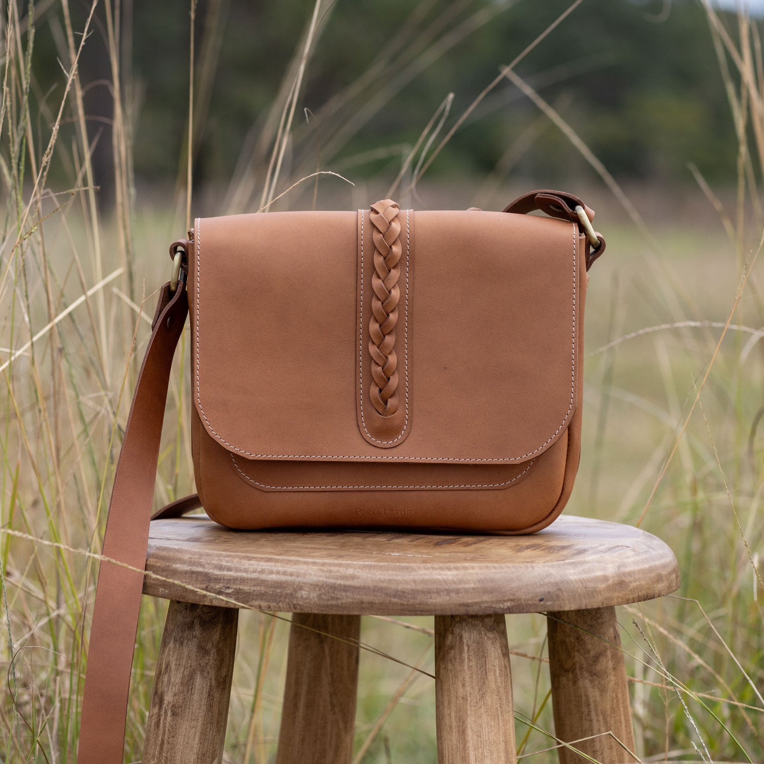 Porta Leather's Cora Crossbody Bag in Tan