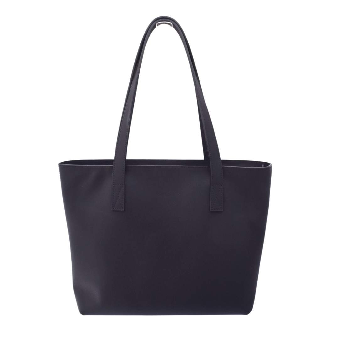 Front view of the Porta Leather Elena Tote Bag in Heritage Black 