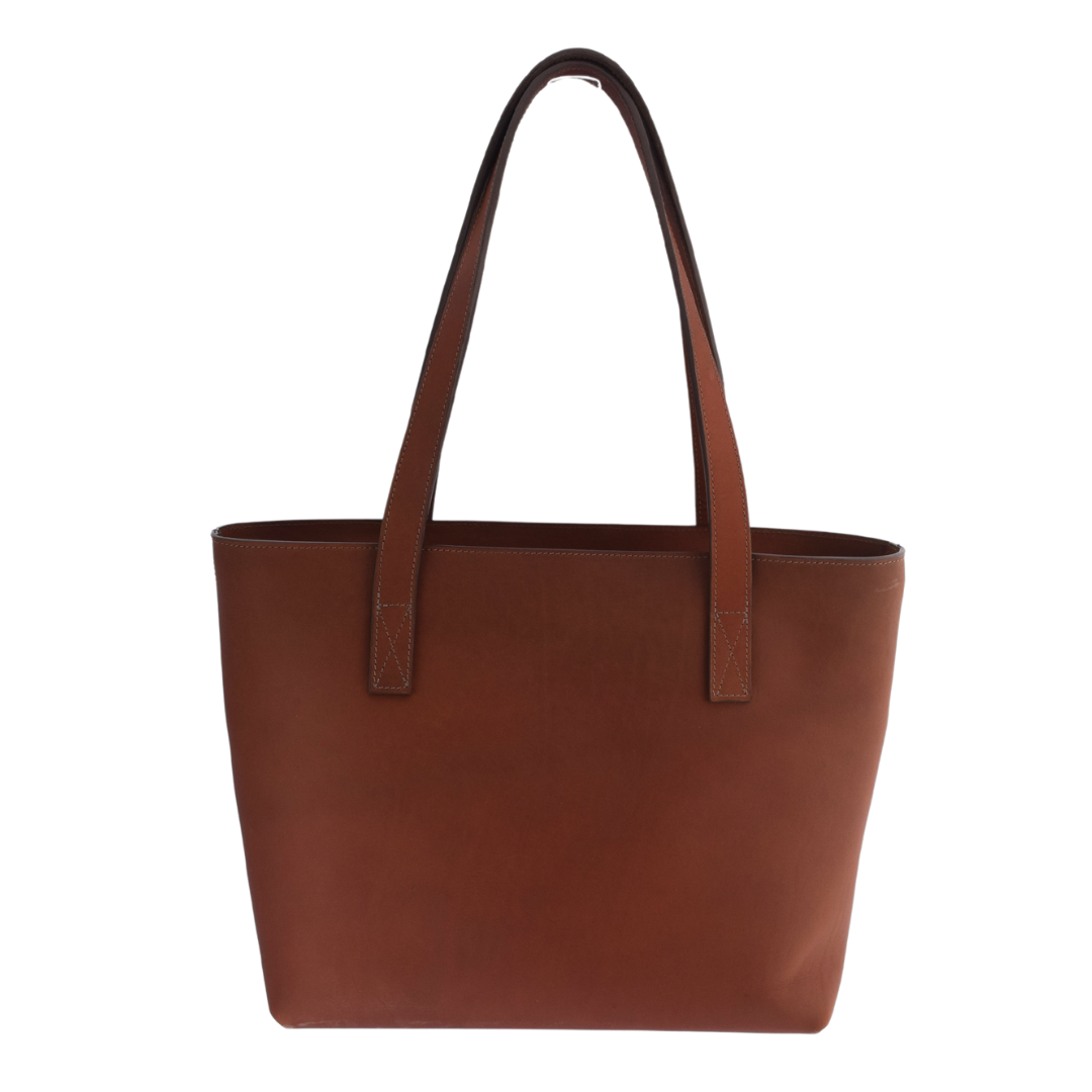 Front view of the Porta Leather Elena Tote Bag in Heritage Brown