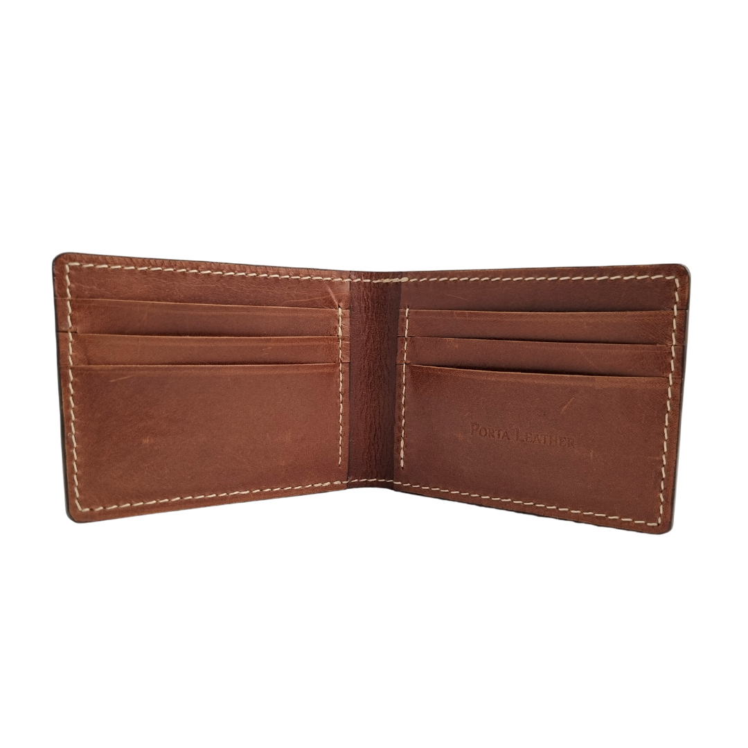 Inside view of Porta Leather Card Wallet in Cognac