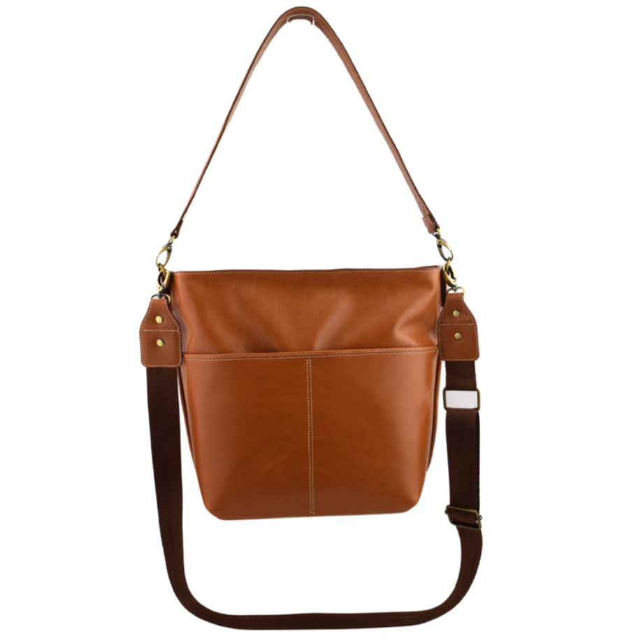 Porta Leather Essential Crossbody bag in tan with two straps