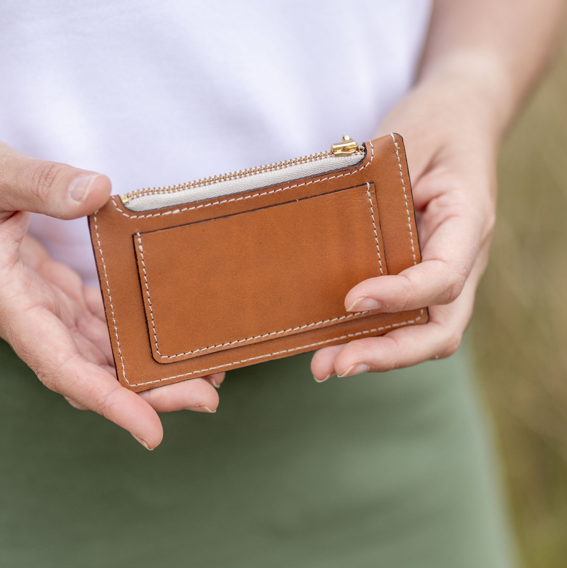 Back view of Bella Pouch in tan