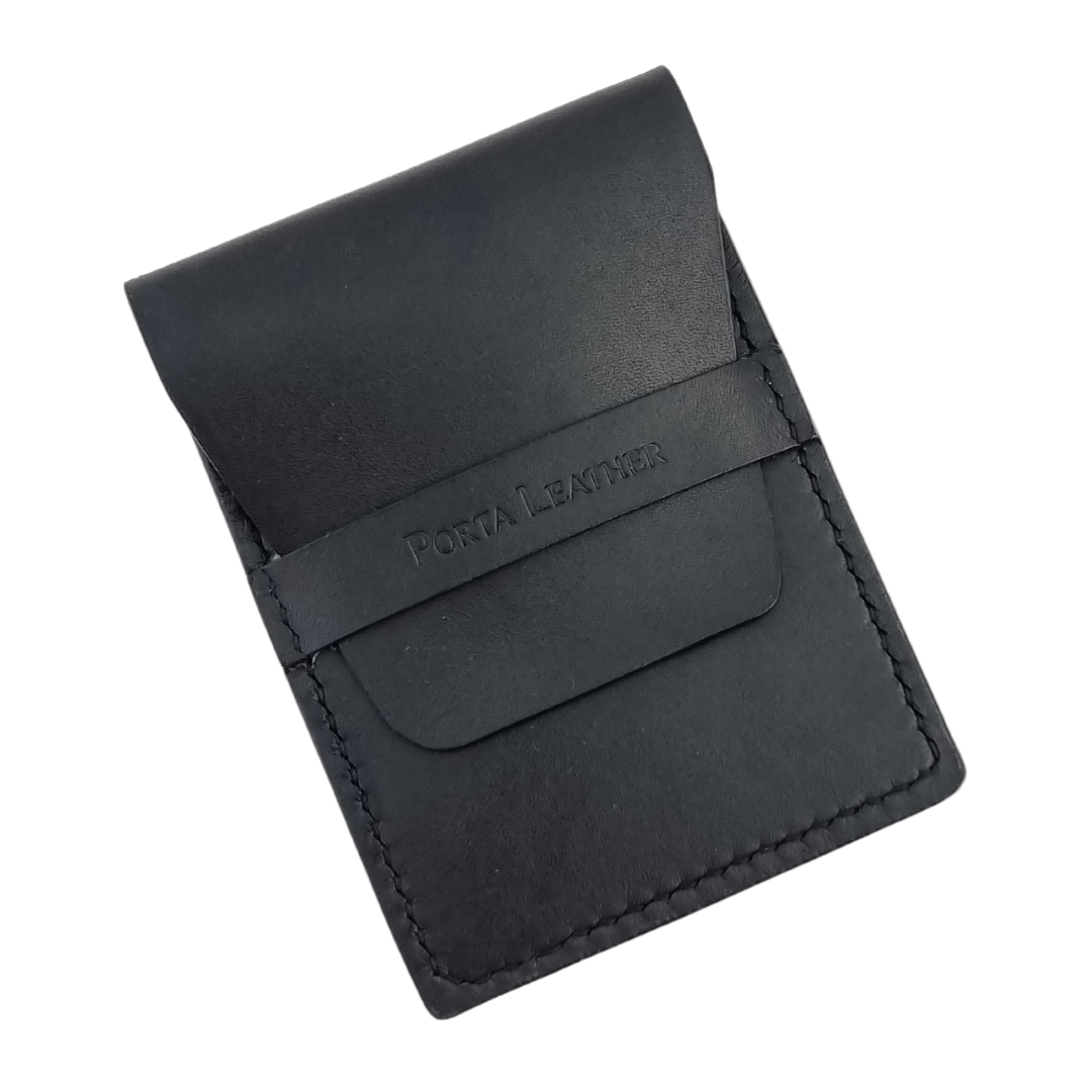 Porta Leather Business Card Slip in Black