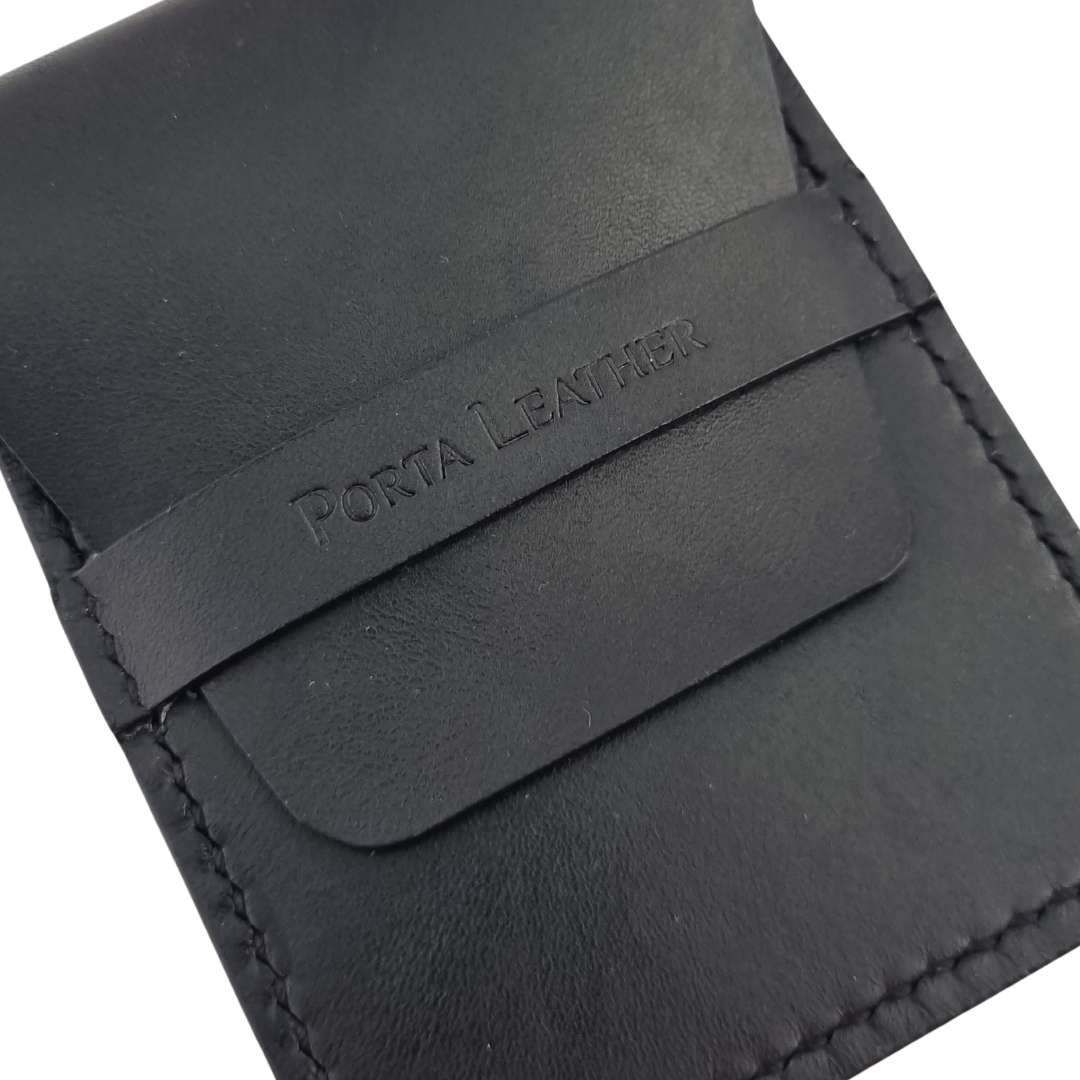 Close up of Porta Leather Business Card Slip