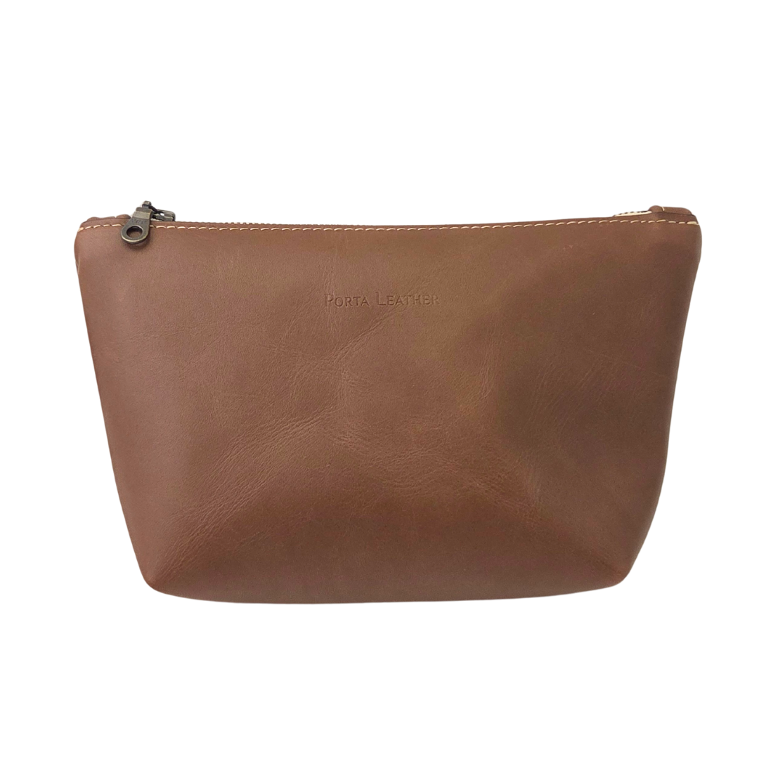 The Porta Leather brown Carry Pouch with antique hardware