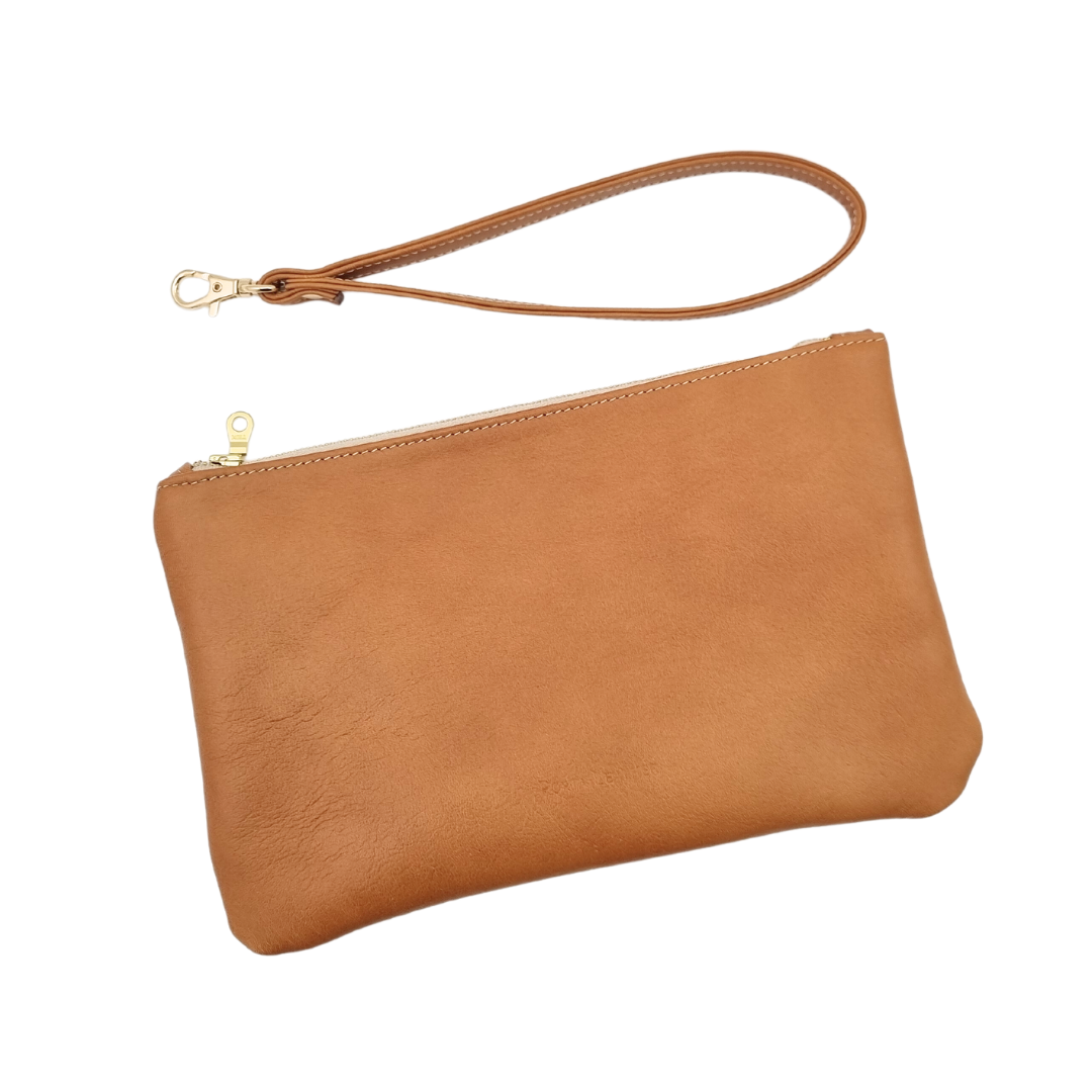 Classic Clutch - Tan & Gold