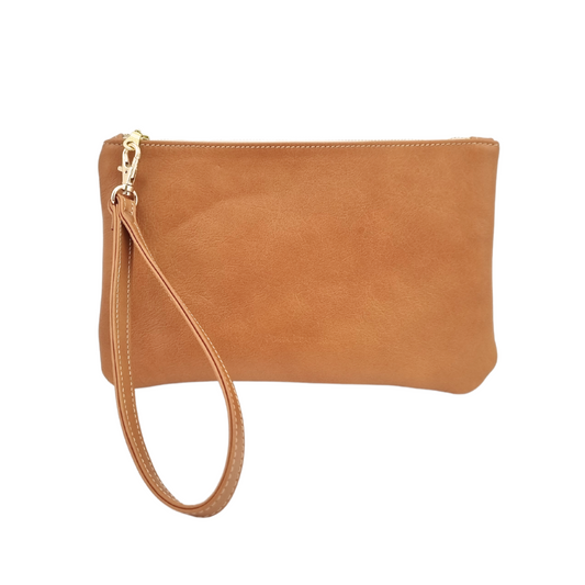 Classic Clutch - Tan & Gold