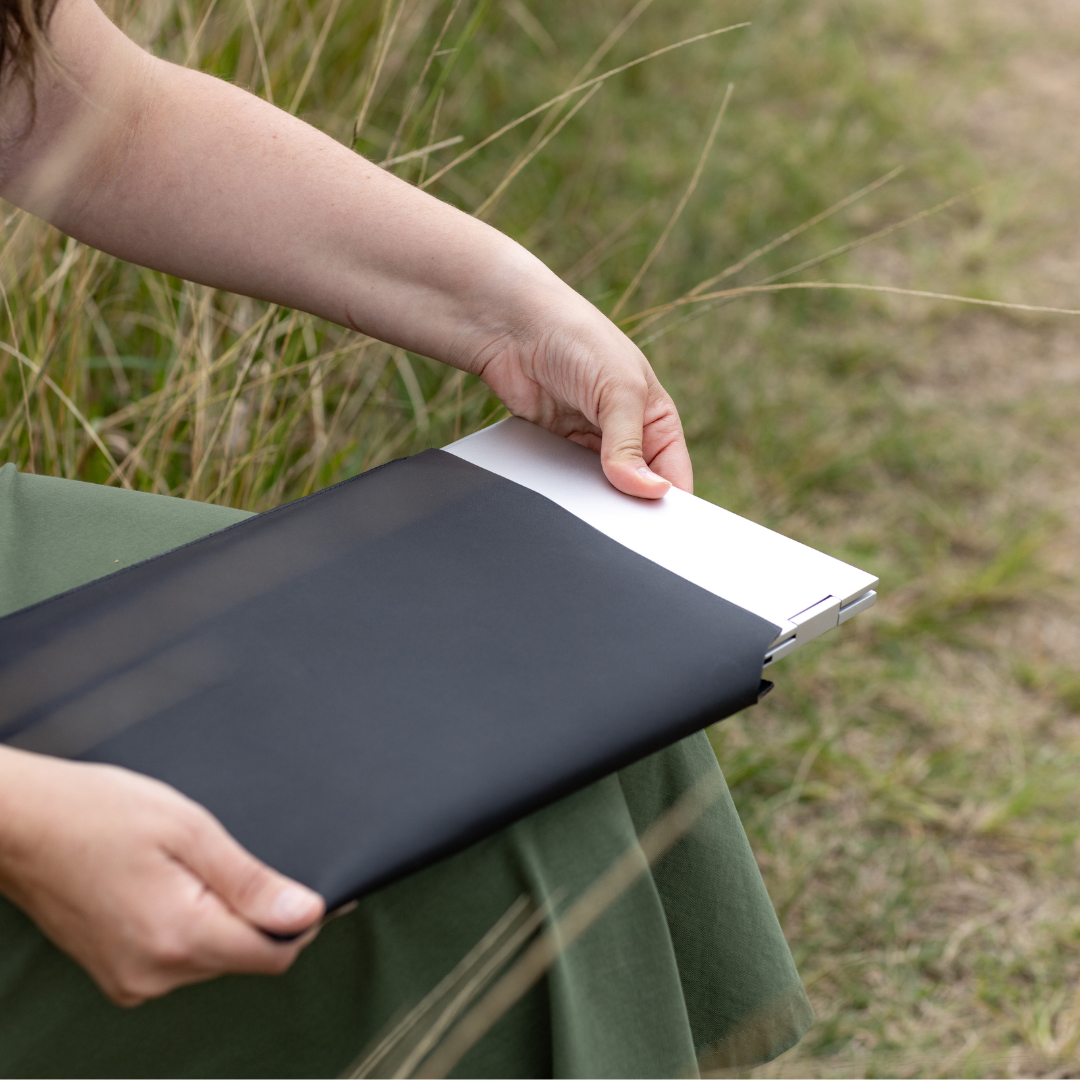 Porta Leather laptop and tablet slip in black