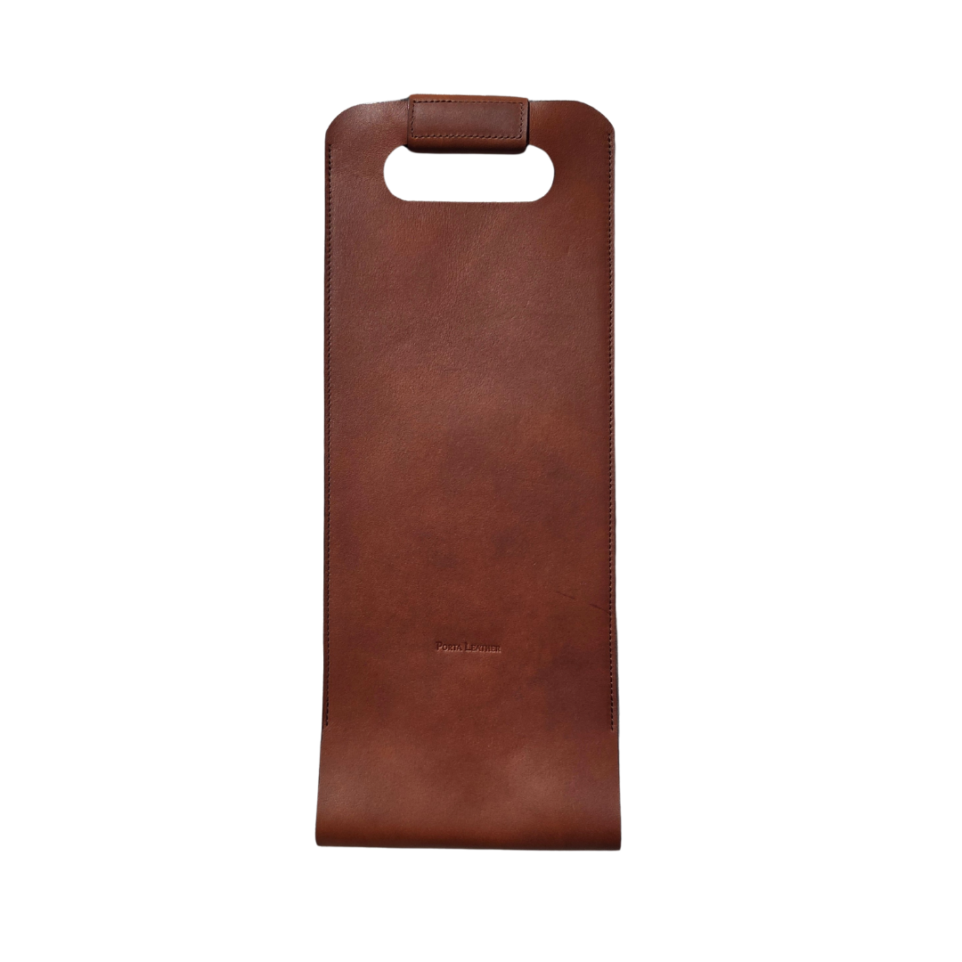 Porta Leather's Wine Carrier in Heritage Brown look