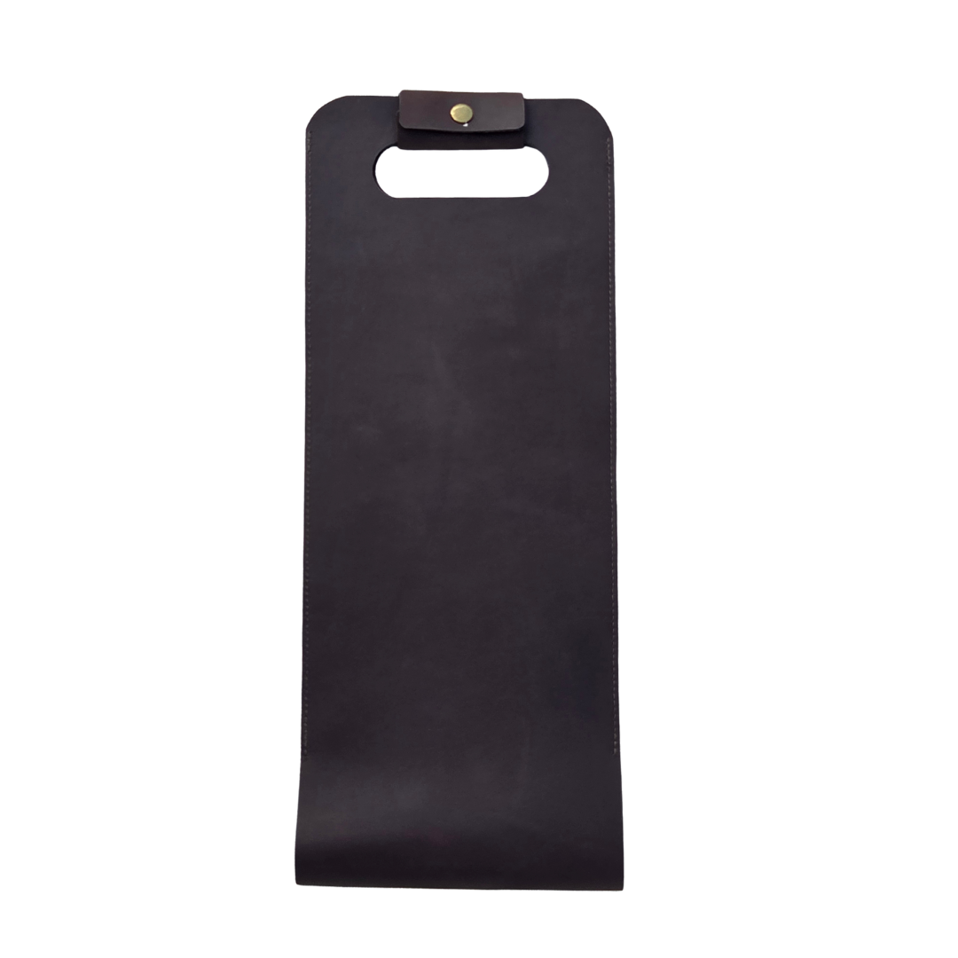 Porta Leather Wine Carrier Heritage Dark Brown Back View