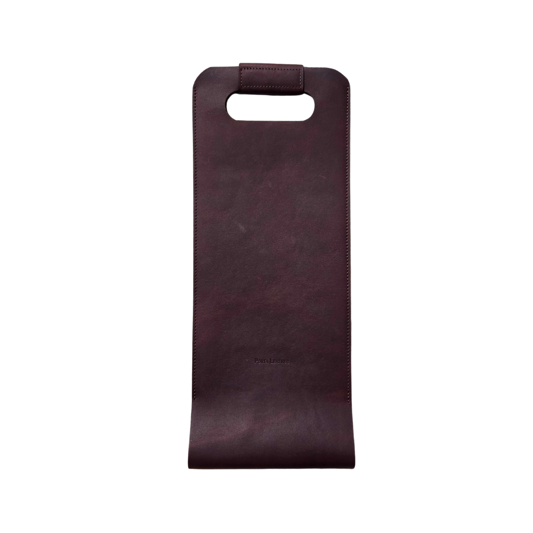 Porta Leather's Wine Carrier in Heritage Dark Brown