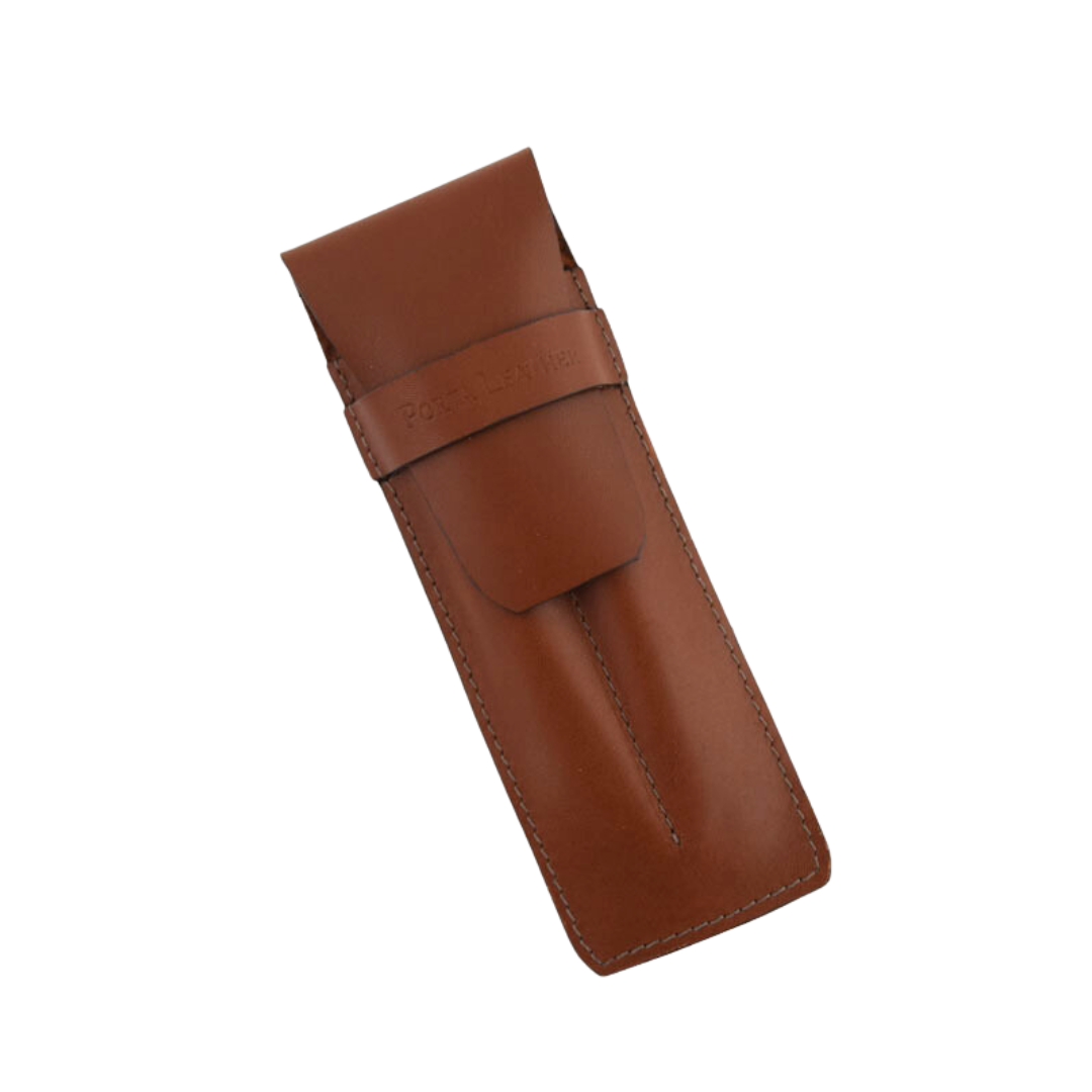 Porta Leather Pen case collection in brown for two pens