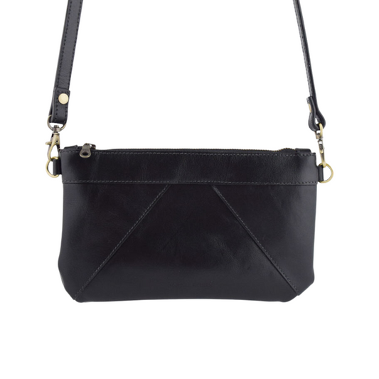 Porta Leather Tri-Crossbody bag in black