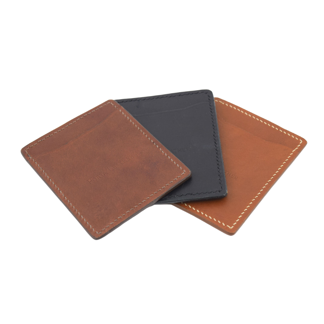 Collection of handcrafted Porta Leather card slip made from Australian Leather